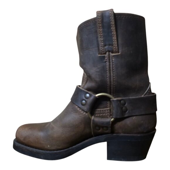 Ladies Frye Brown Leather Harness Ankle Boots - Picture 7 of 10